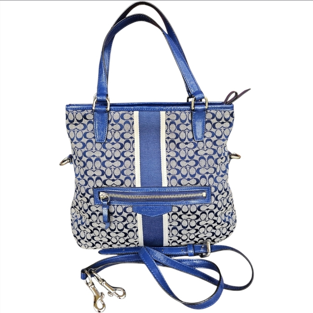 Coach Signature Stripe Foldover Crossbody F27024 - Picture 5 of 9